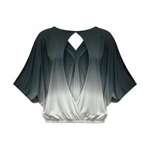 Young Fabulous & Broke Ombre Blue Open Back 3/4 Dolman Sleeve Blouse MEDIUM